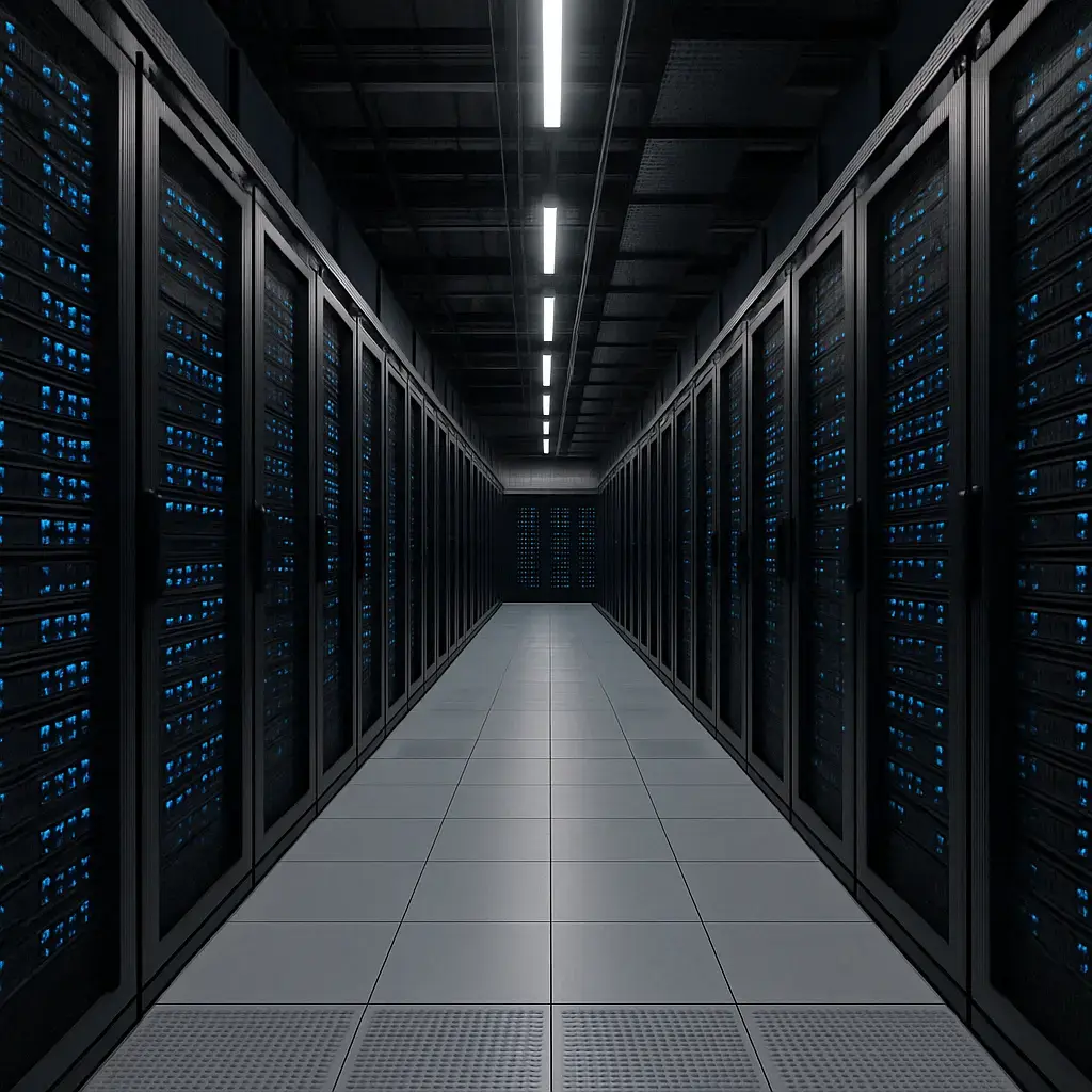 hallway of a data center