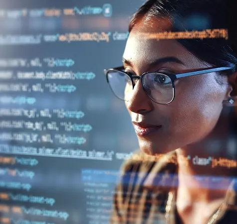 woman looking at code